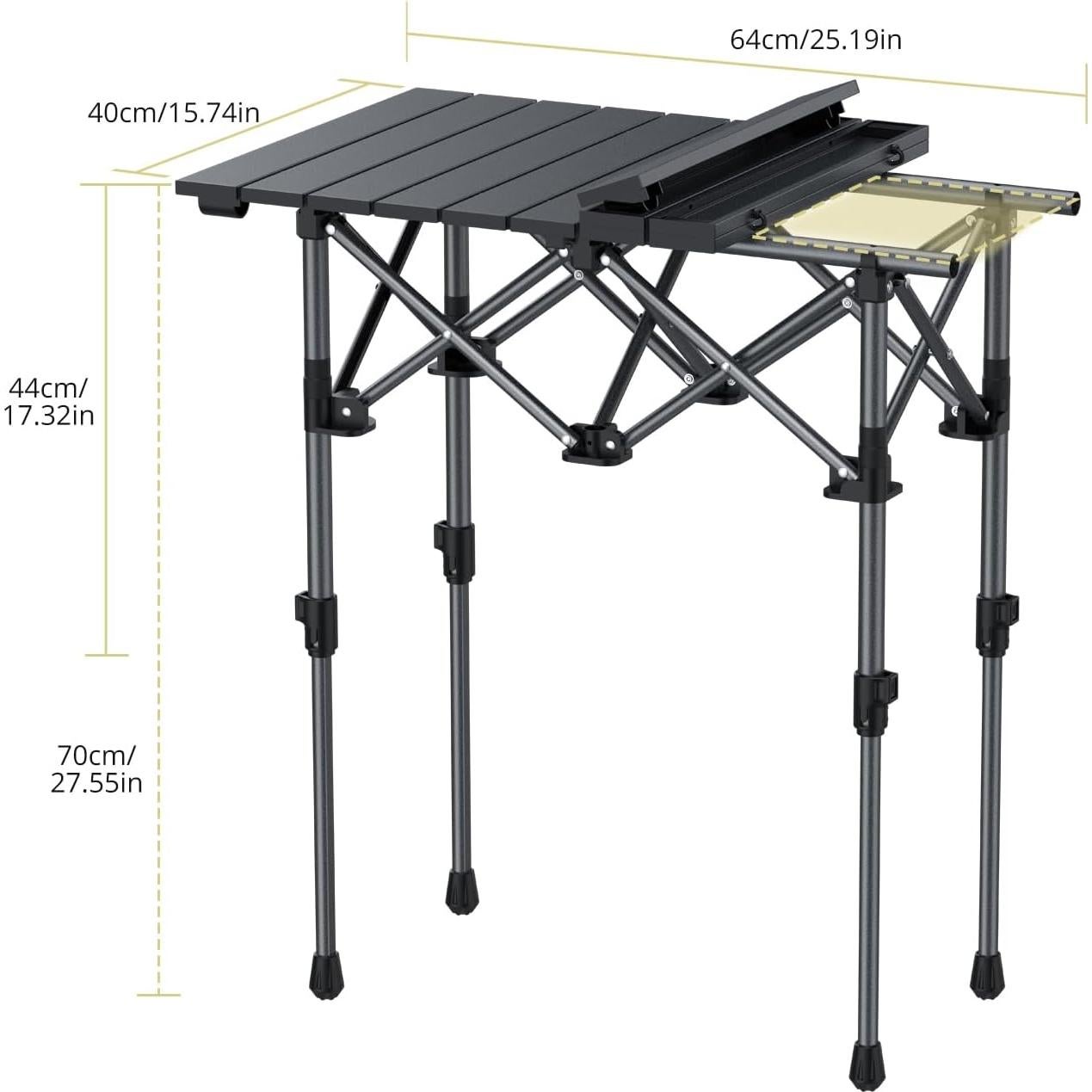 Mesa de Camping Plegable Anbte 2 Alturas 70 cm Aluminio Negra