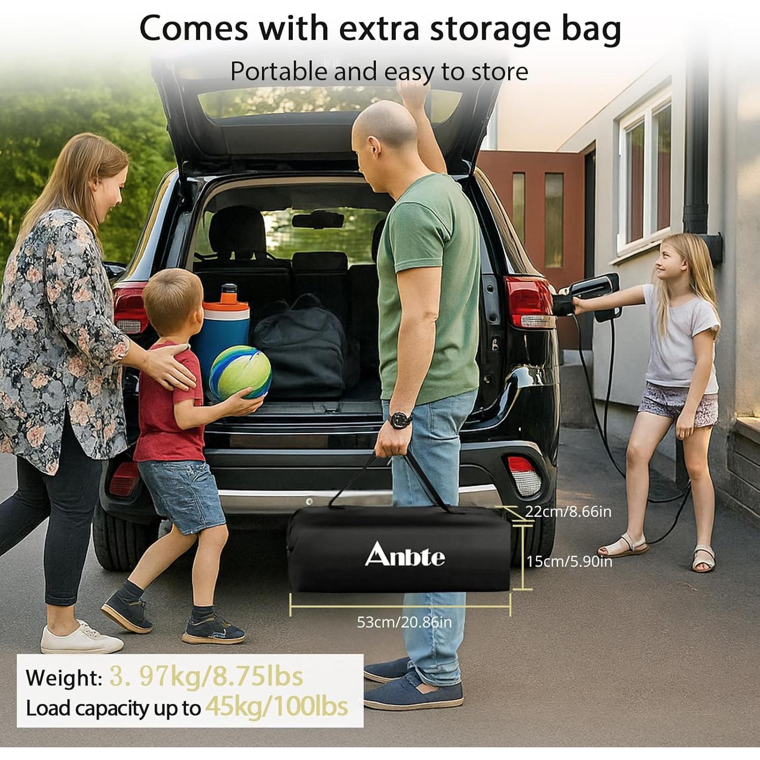 Mesa de Camping Plegable Anbte 2 Alturas 70 cm Aluminio Negra