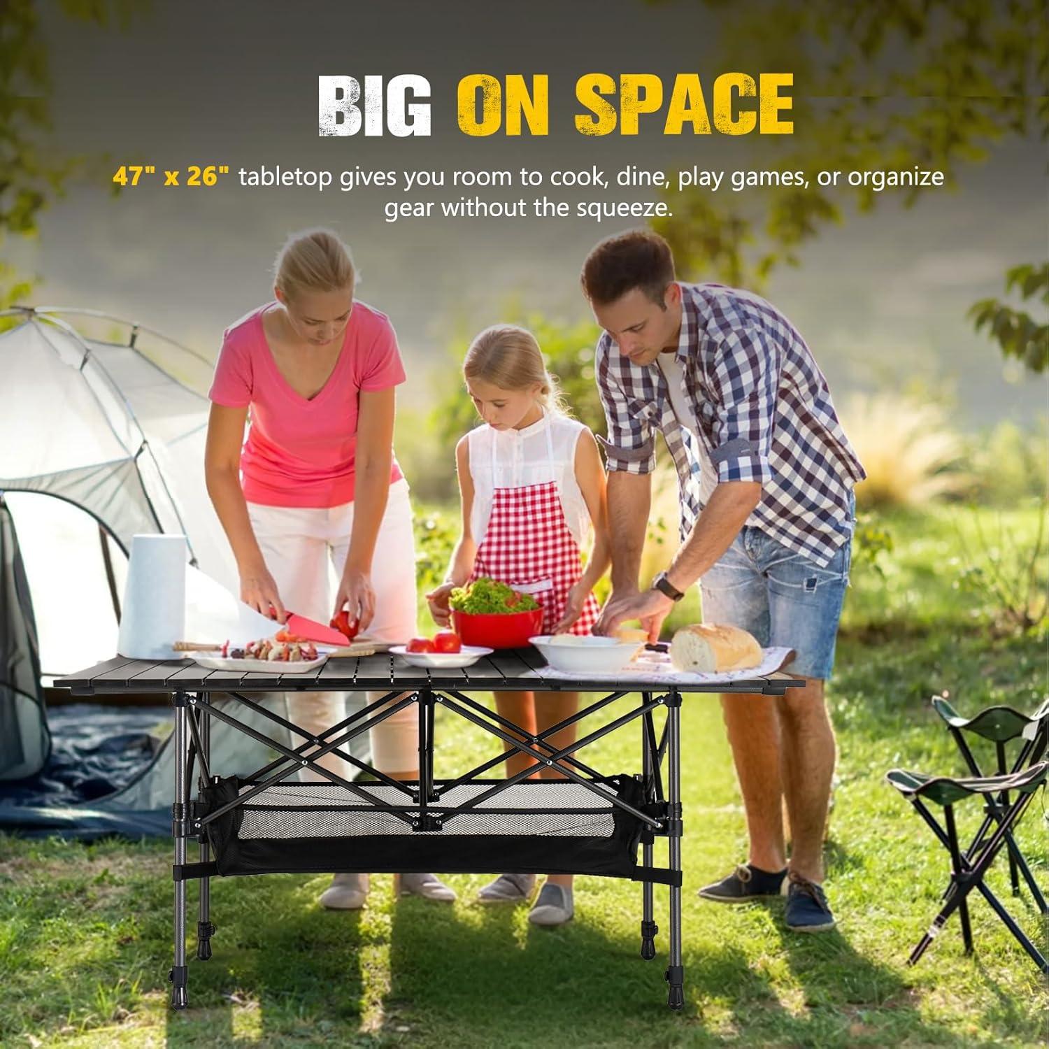 Mesa de Camping Plegable BUNKER INDUST 119 cm Aluminio Ajustable