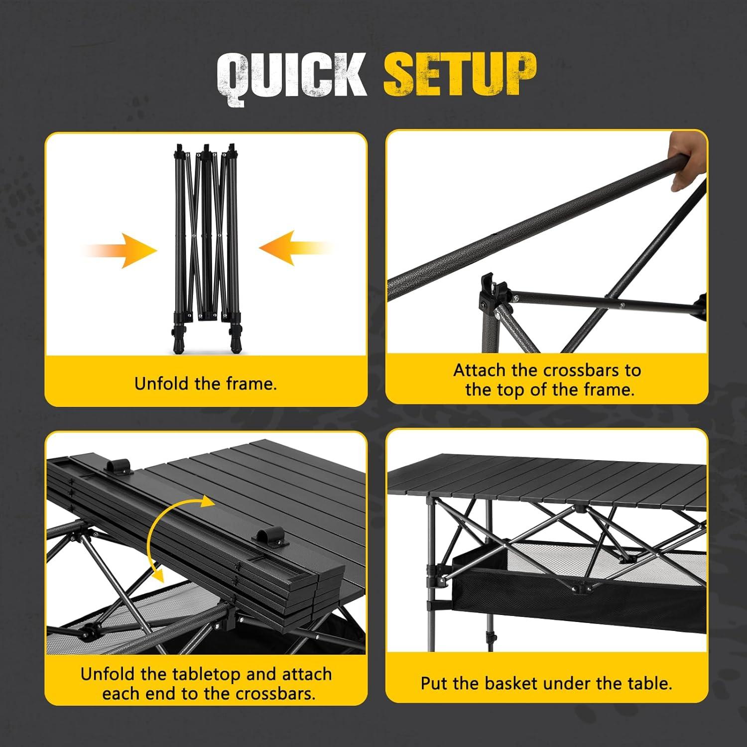 Mesa de Camping Plegable BUNKER INDUST 119 cm Aluminio Ajustable