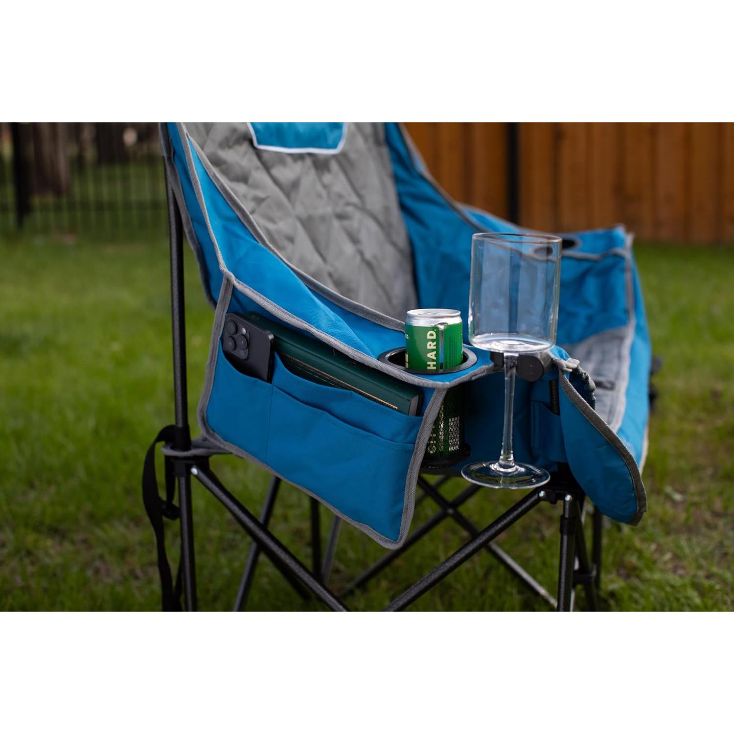 Silla de Camping Doble BIRDROCK HOME - Azul y Gris, 295 kg
