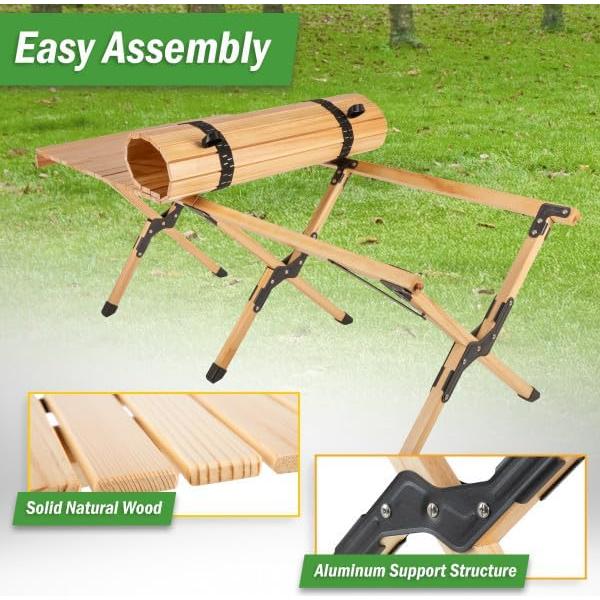 Mesa de Camping Plegable Wakeman 1.2m Madera Natural Portátil