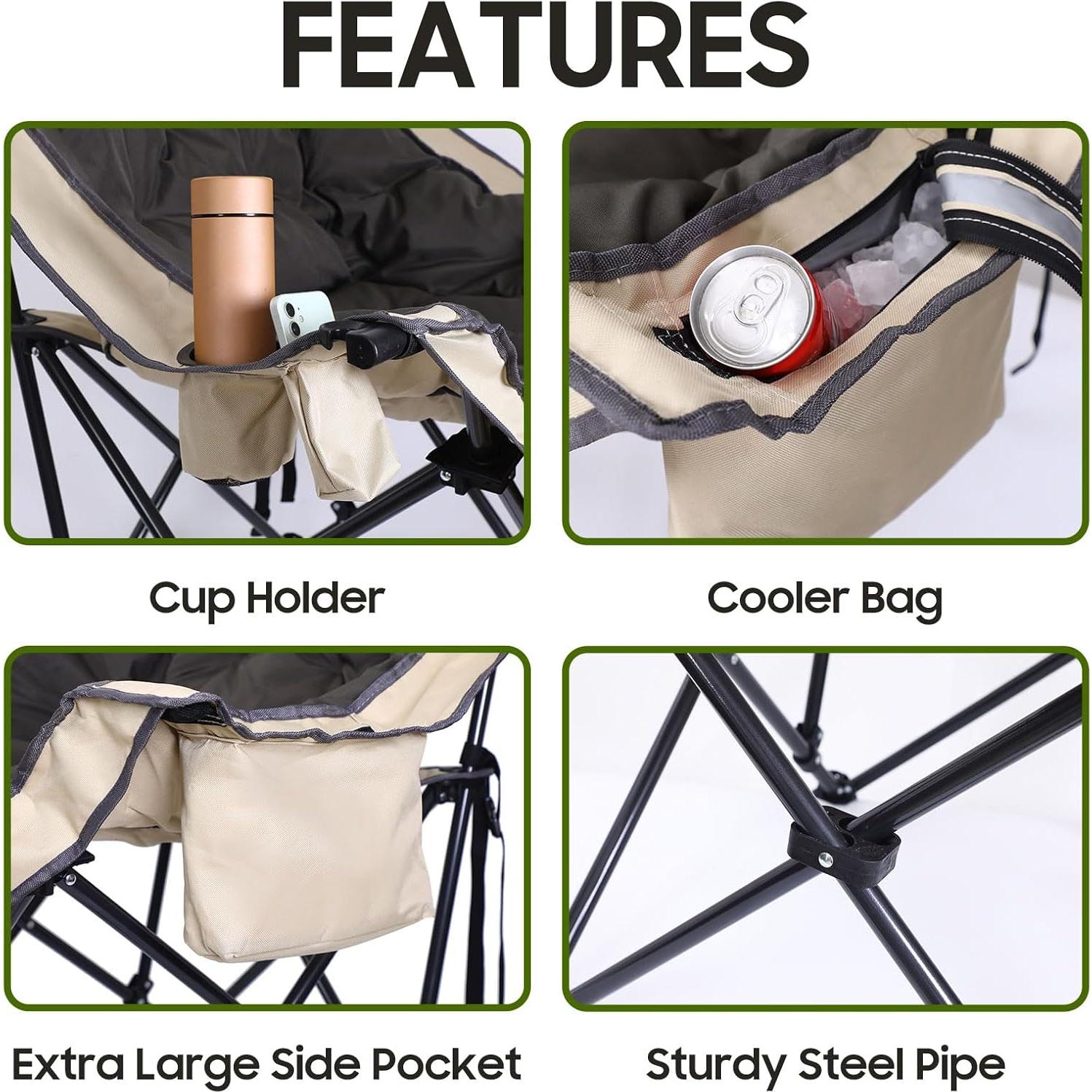 Mesa de Camping Plegable Nice C con 4 Mesas Laterales y Silla XL