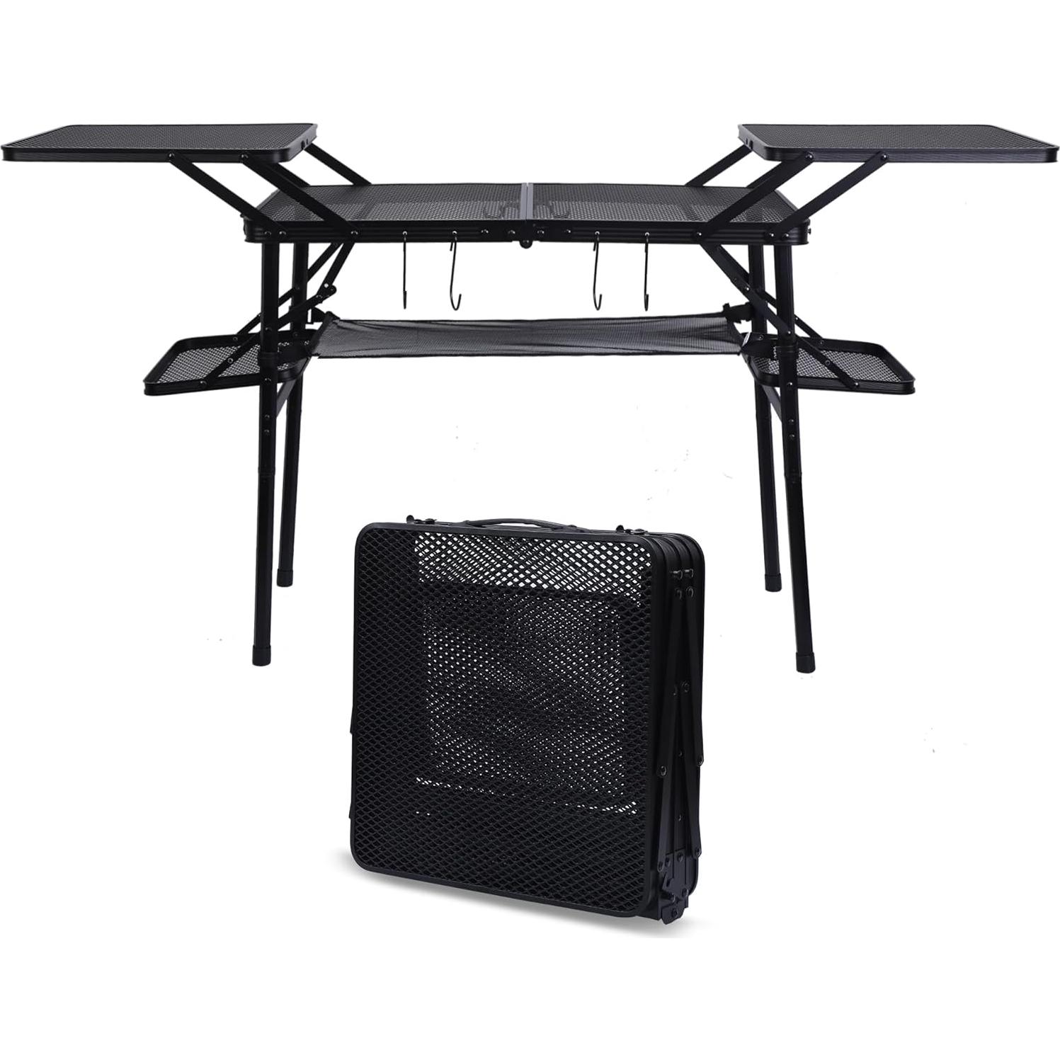 Mesa de Camping Plegable Nice C con 4 Mesas Laterales y Silla XL