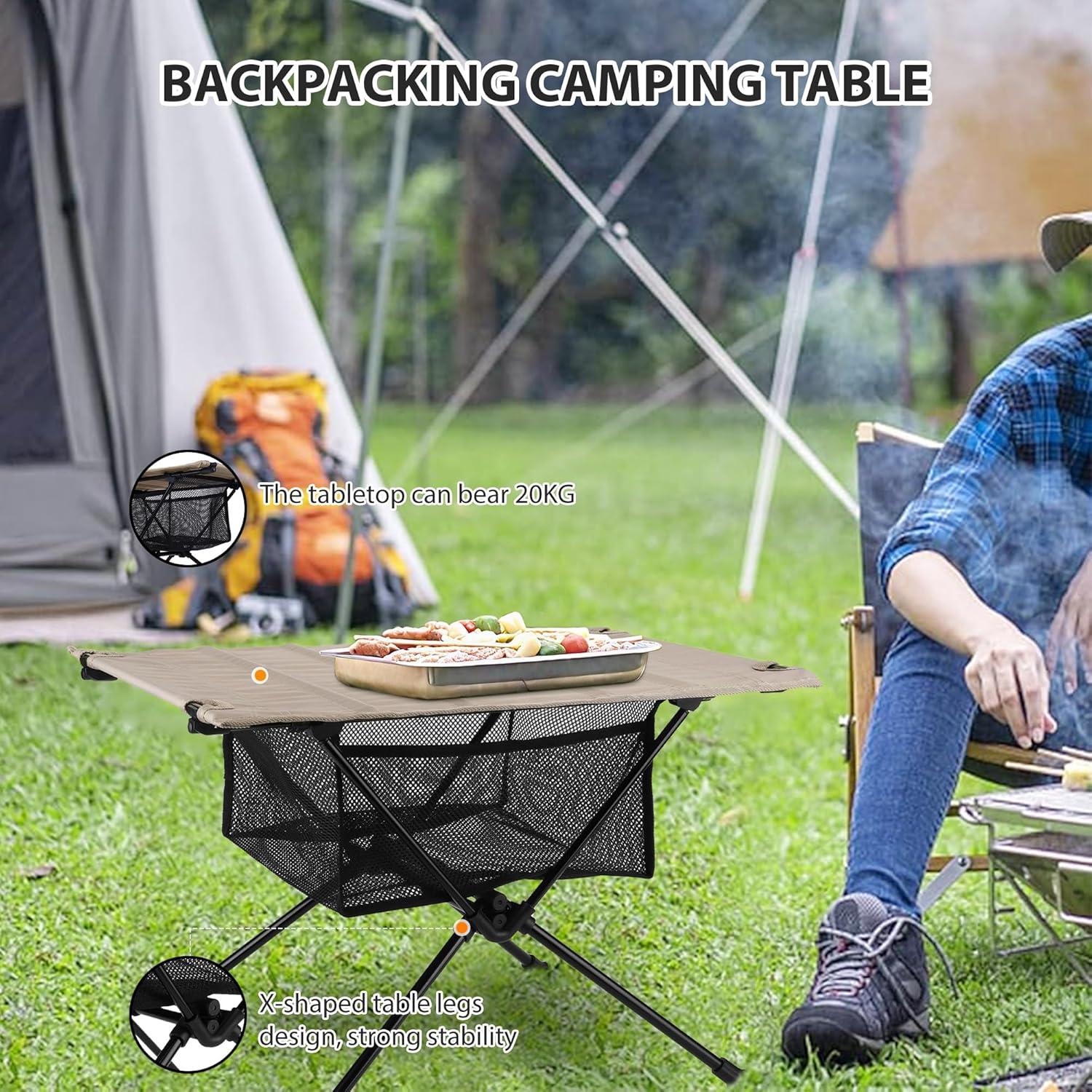 Mesa de Camping Plegable Drtenvd 60x40 cm Caqui con Almacenamiento