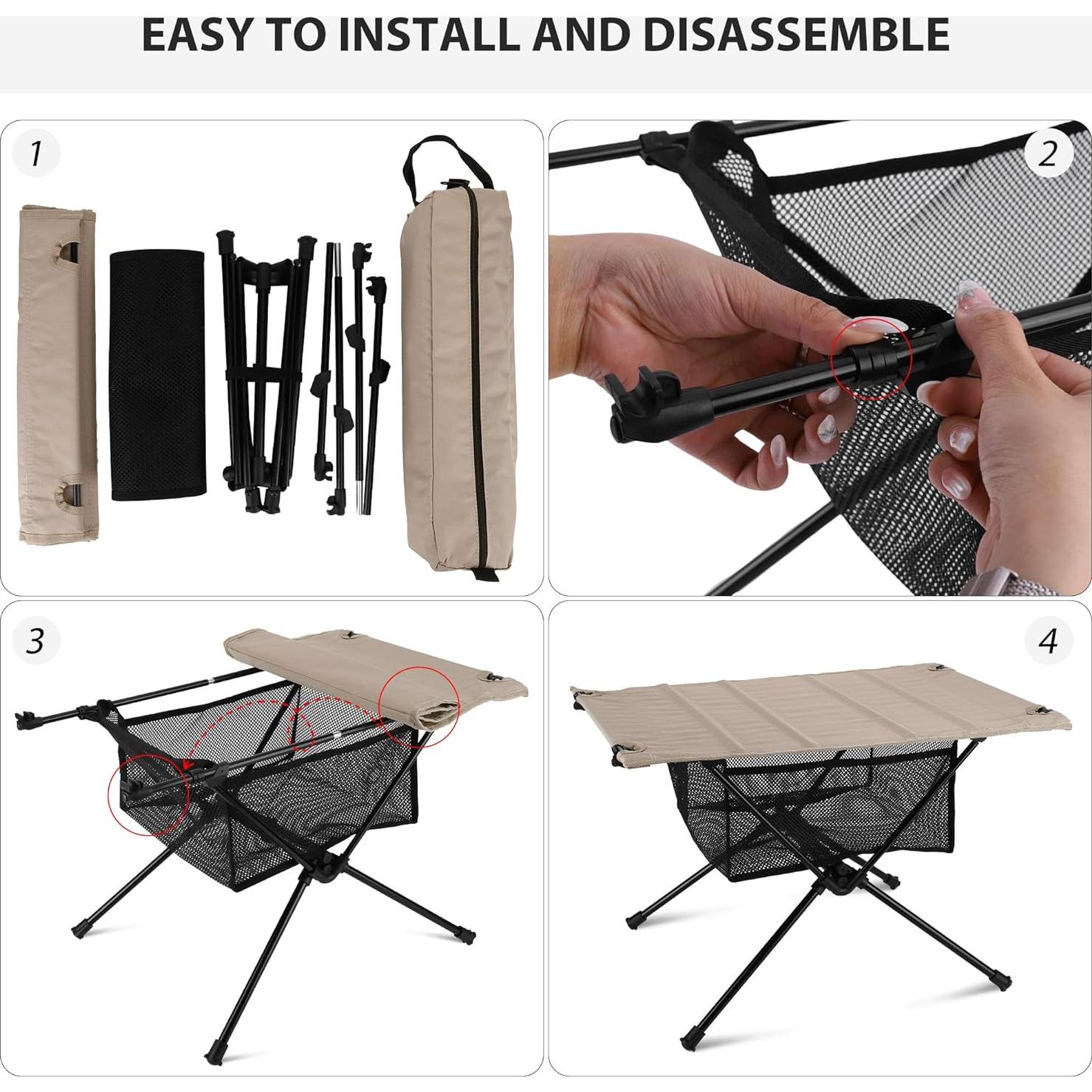 Mesa de Camping Plegable Drtenvd 60x40 cm Caqui con Almacenamiento