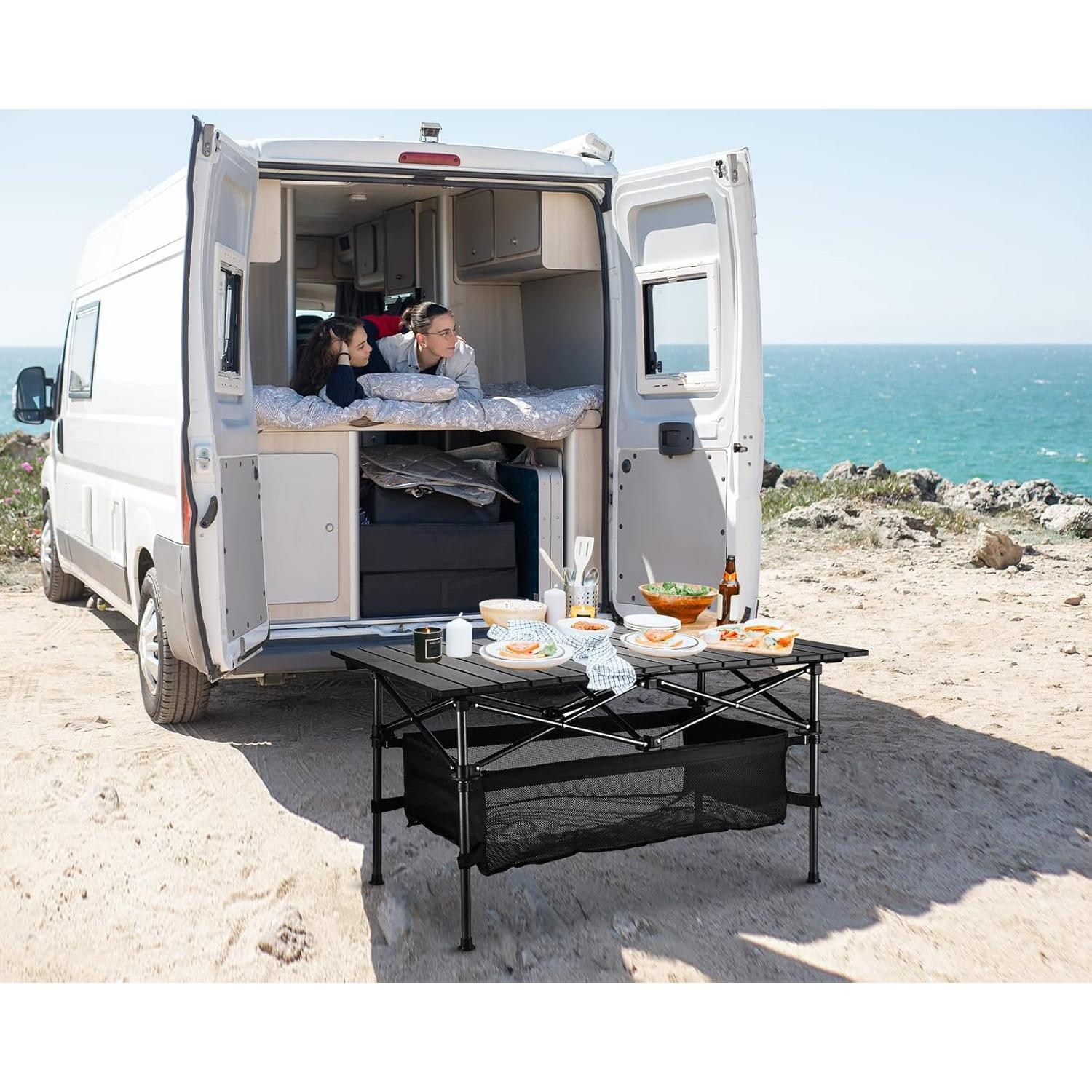 Mesa Plegable de Aluminio WUROMISE 94.3x54.8 cm para Camping