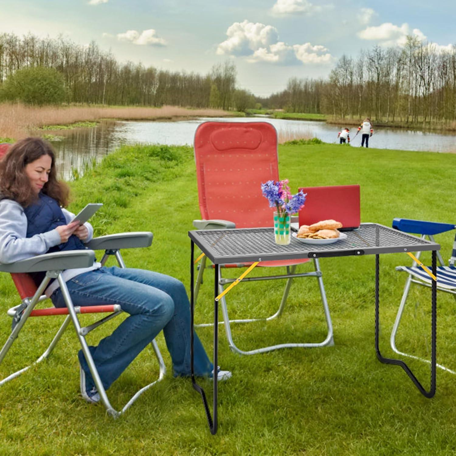 Mesa de Parrilla Plegable BHLOR 90.2x50 cm para Camping