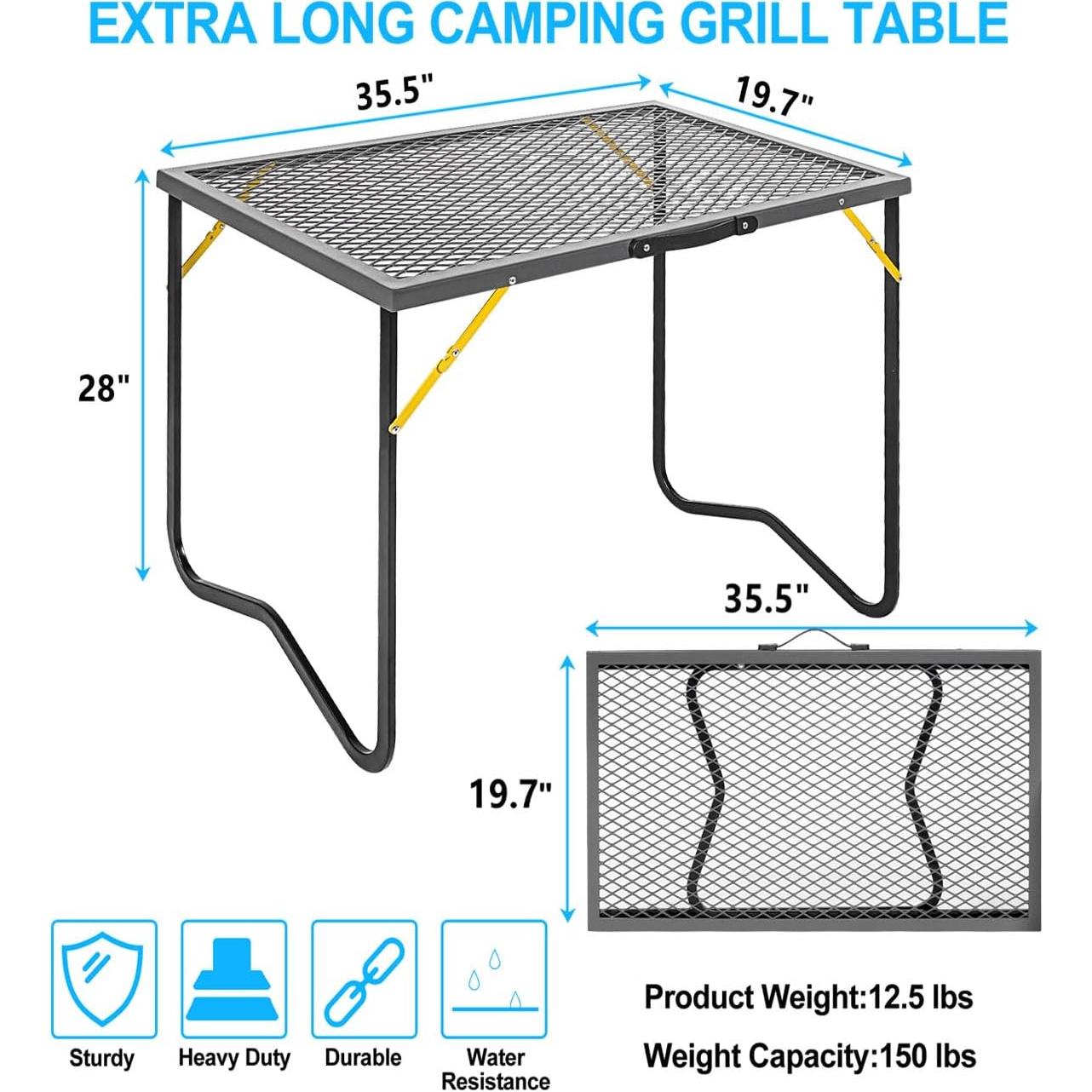 Mesa de Parrilla Plegable BHLOR 90.2x50 cm para Camping