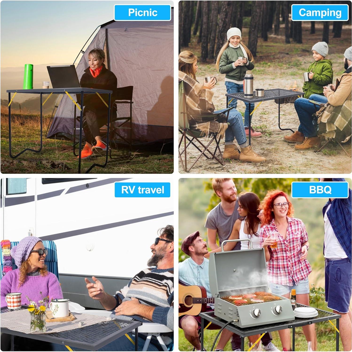 Mesa de Parrilla Plegable BHLOR 90.2x50 cm para Camping