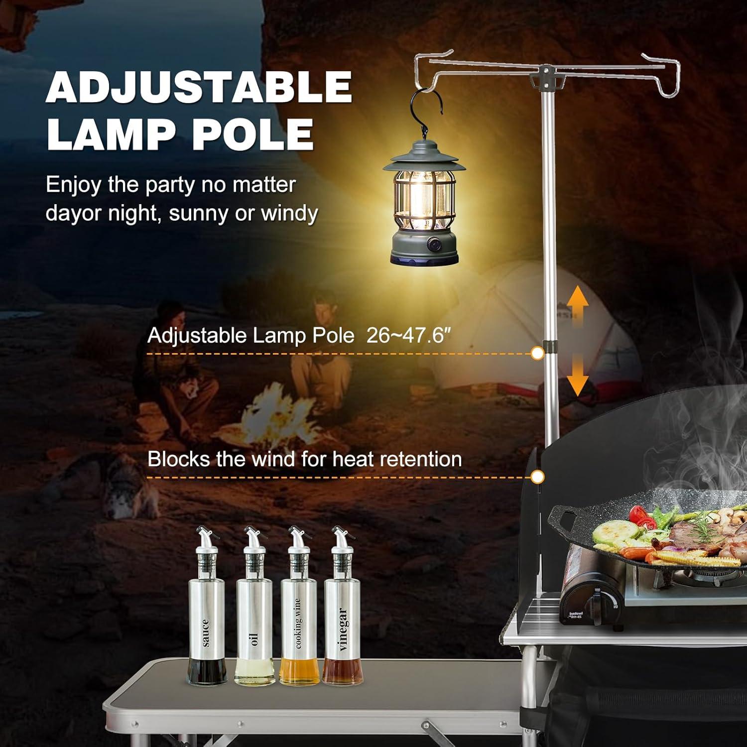 Mesa de Cocina Plegable Pnbfhn con 3 Armarios y Pantalla Viento