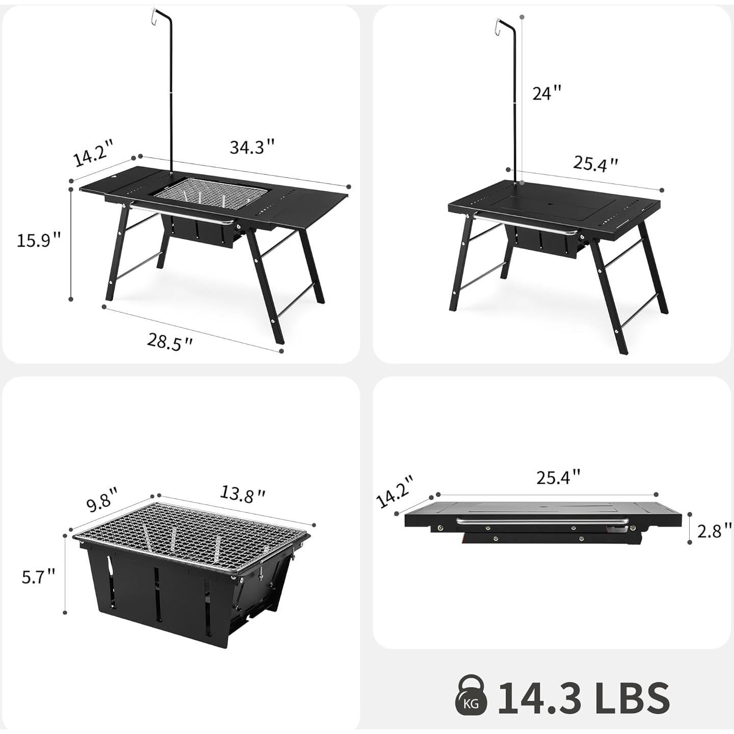 Mesa de Camping Plegable Naturehike con Parrilla de Carbón 6.7 kg