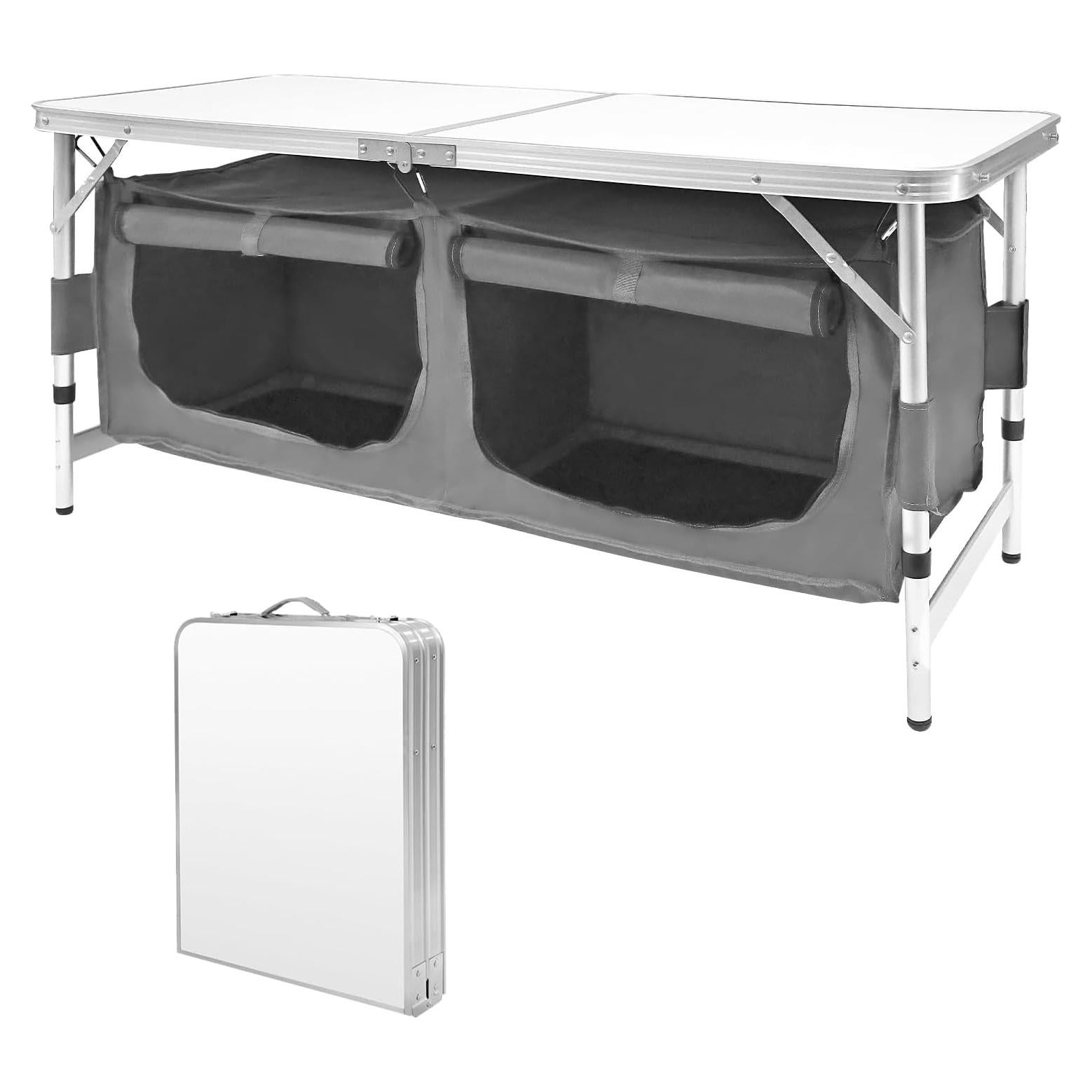 Mesa de Camping Plegable Moosinily 120x47 cm 3 Alturas Ajustables