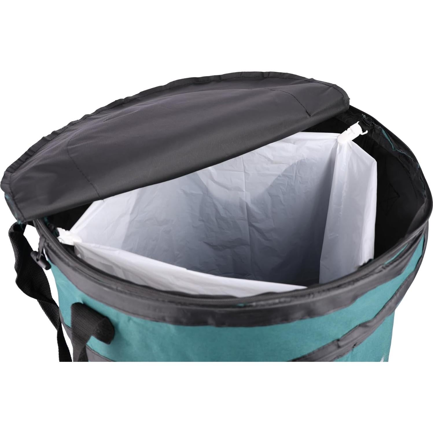 Paquete de Camping KingCamp Mesa Plegable Bambú y Bote Basura