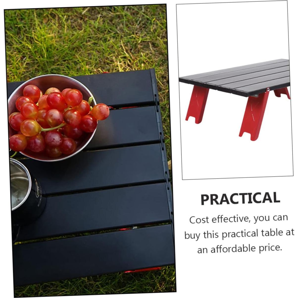 Mesa Plegable de Aluminio Milisten Roja 41.2x29cm para Camping