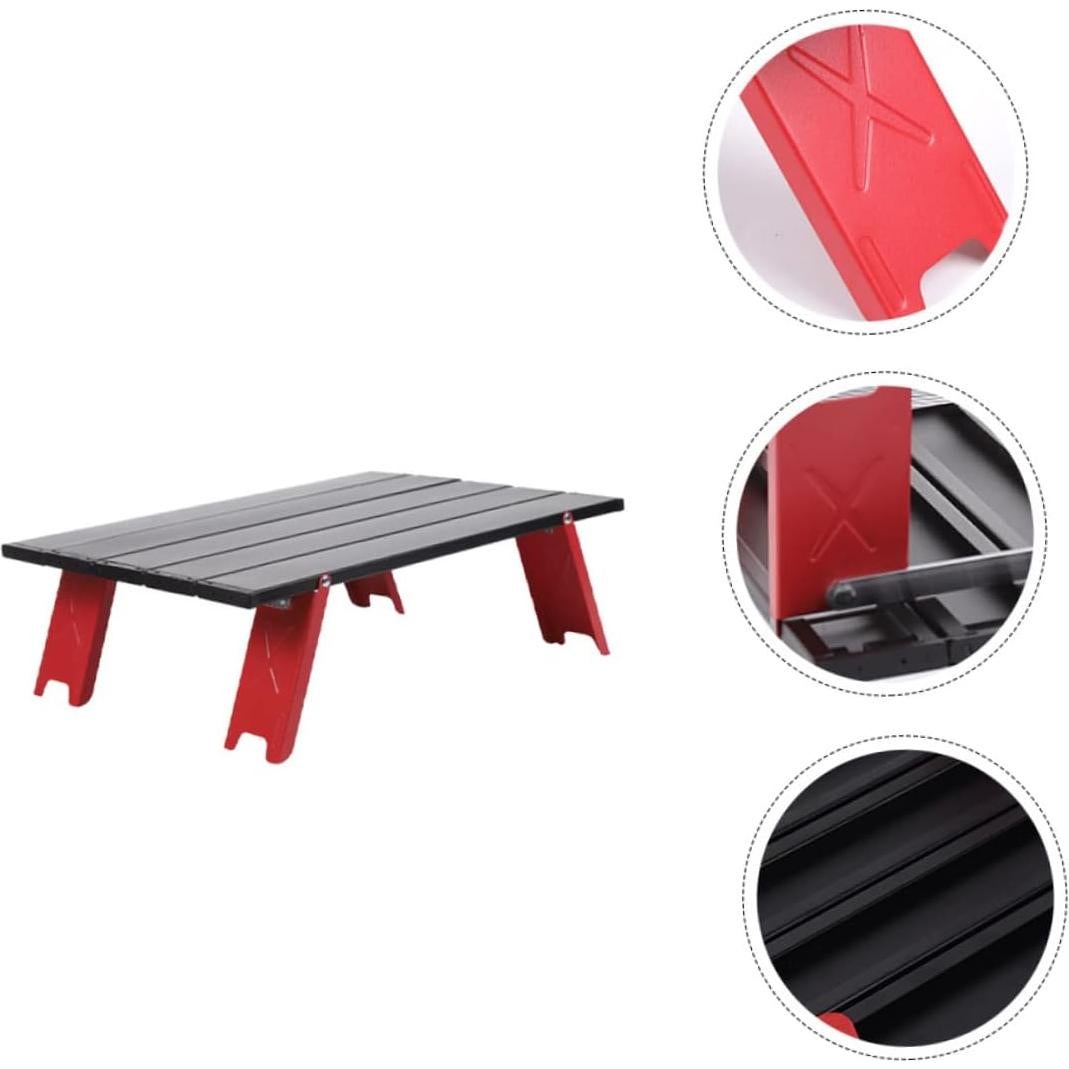 Mesa Plegable de Aluminio Milisten Roja 41.2x29cm para Camping