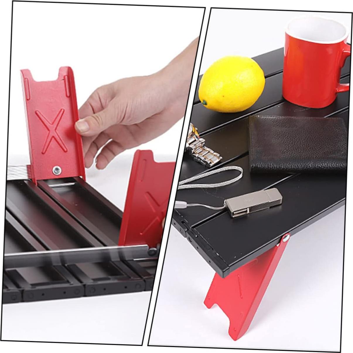 Mesa Plegable de Aluminio Milisten Roja 41.2x29cm para Camping
