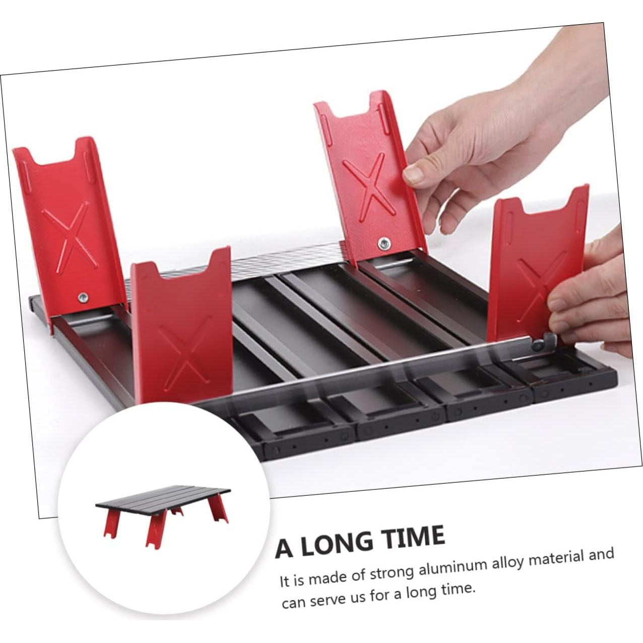 Mesa Plegable de Aluminio Milisten Roja 41.2x29cm para Camping