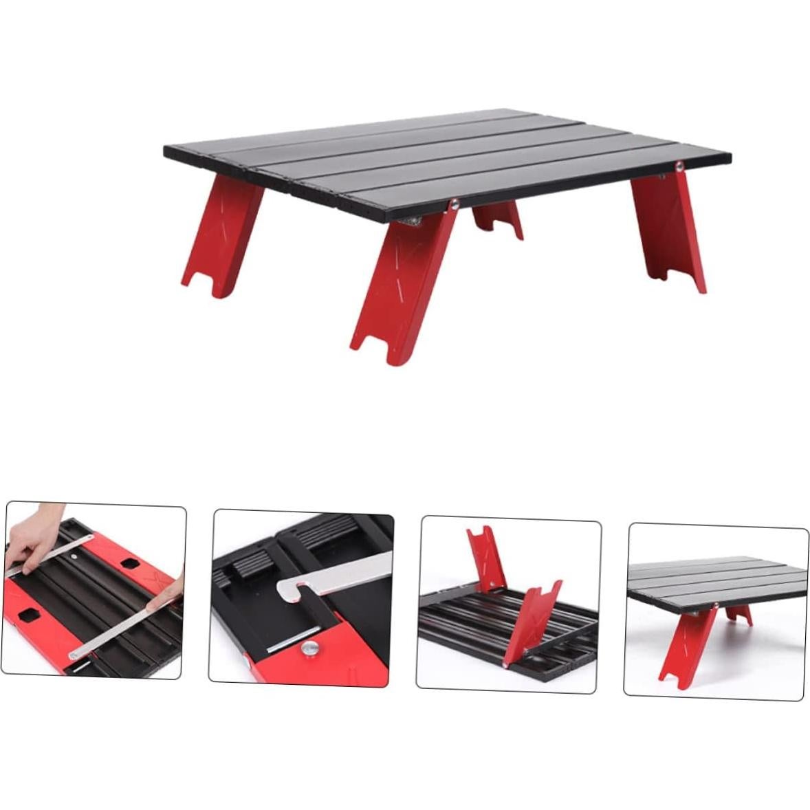 Mesa Plegable de Aluminio Milisten Roja 41.2x29cm para Camping