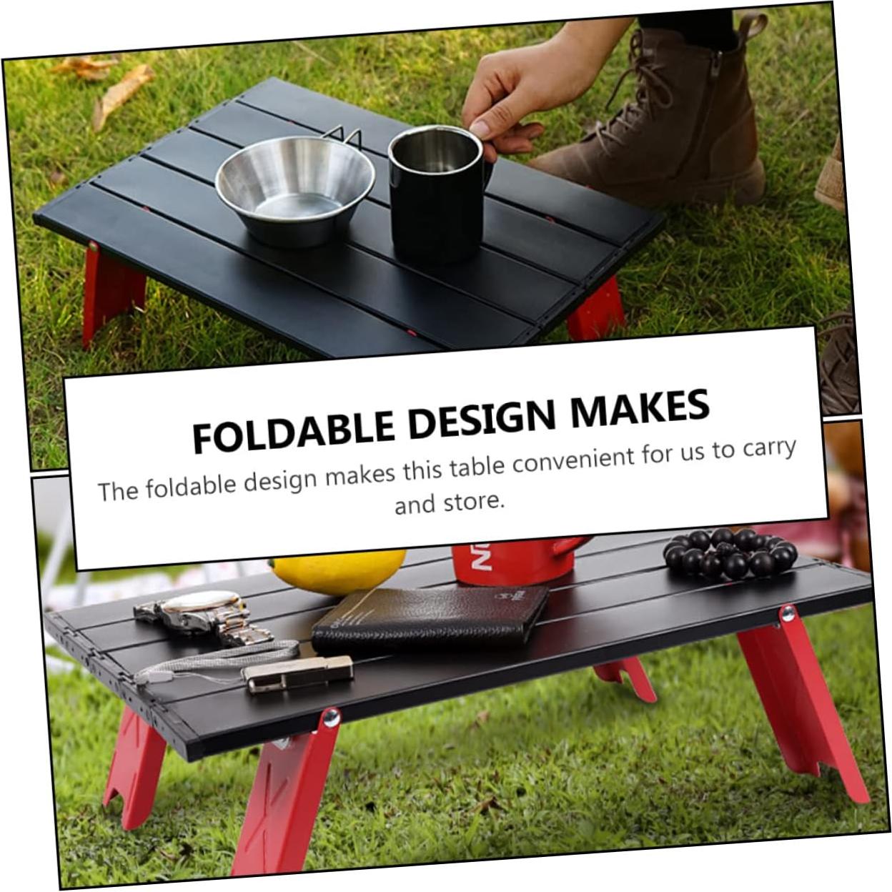 Mesa Plegable de Aluminio Milisten Roja 41.2x29cm para Camping