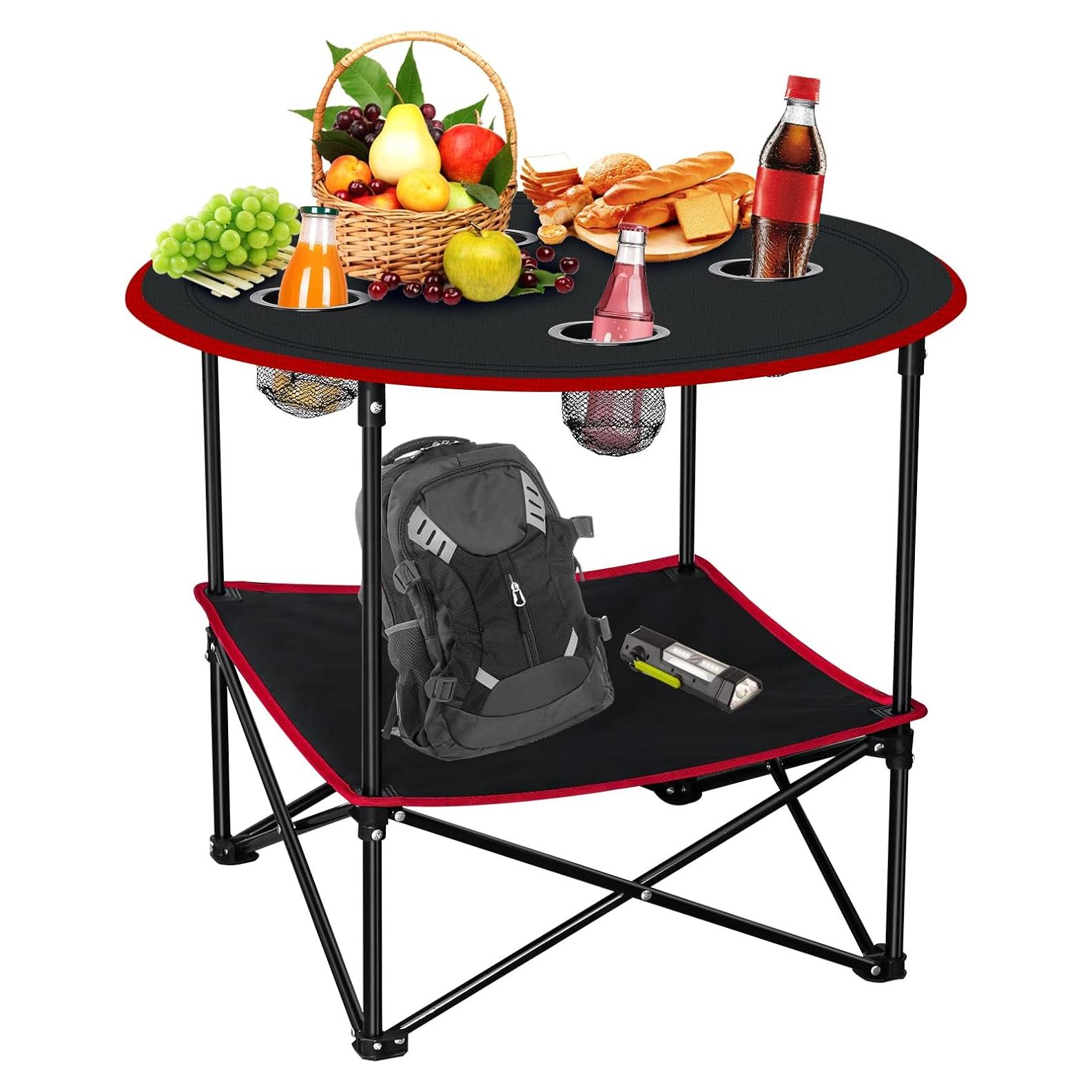 Mesa Plegable de Camping FURFIMU 72.8x61.9cm Roja