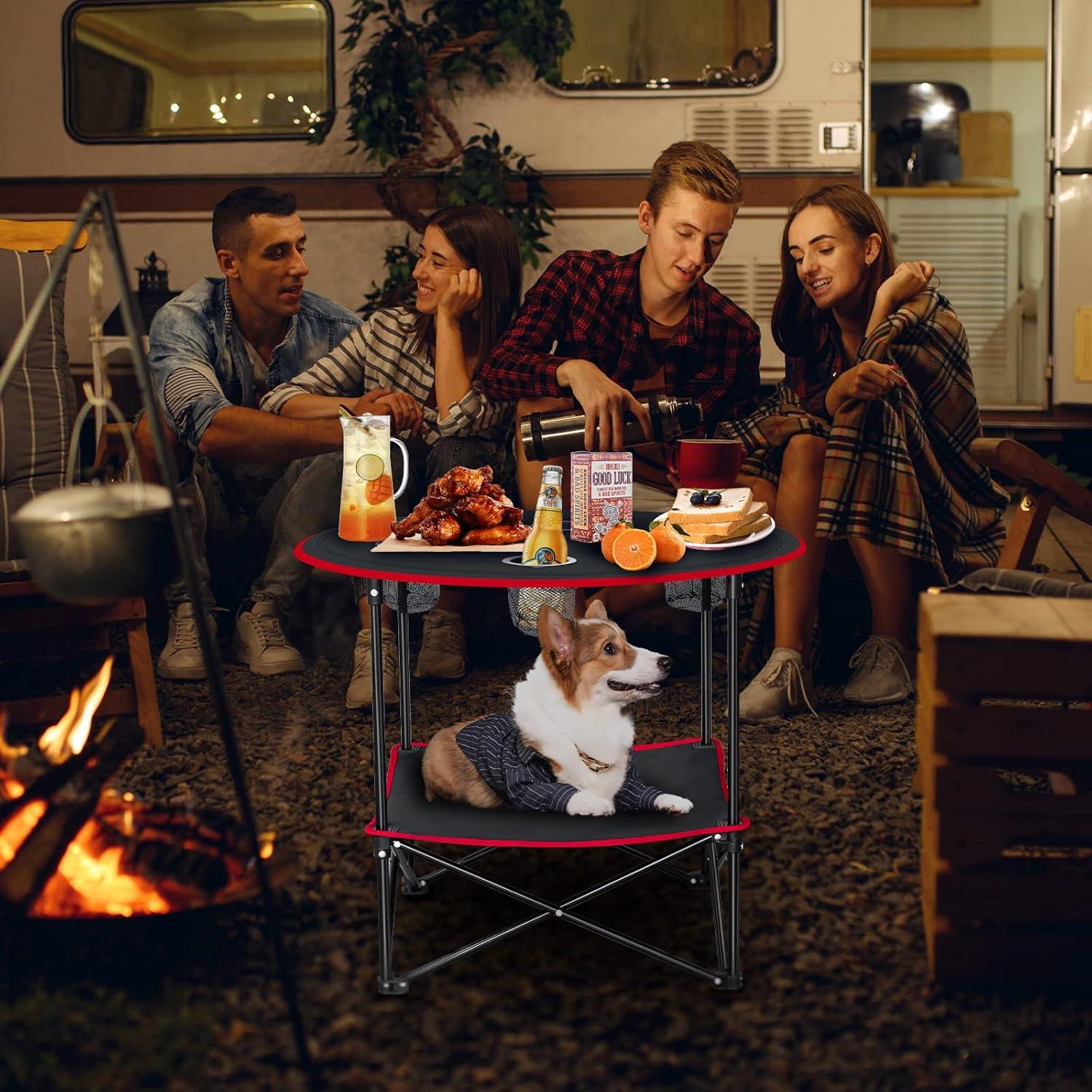 Mesa Plegable de Camping FURFIMU 72.8x61.9cm Roja