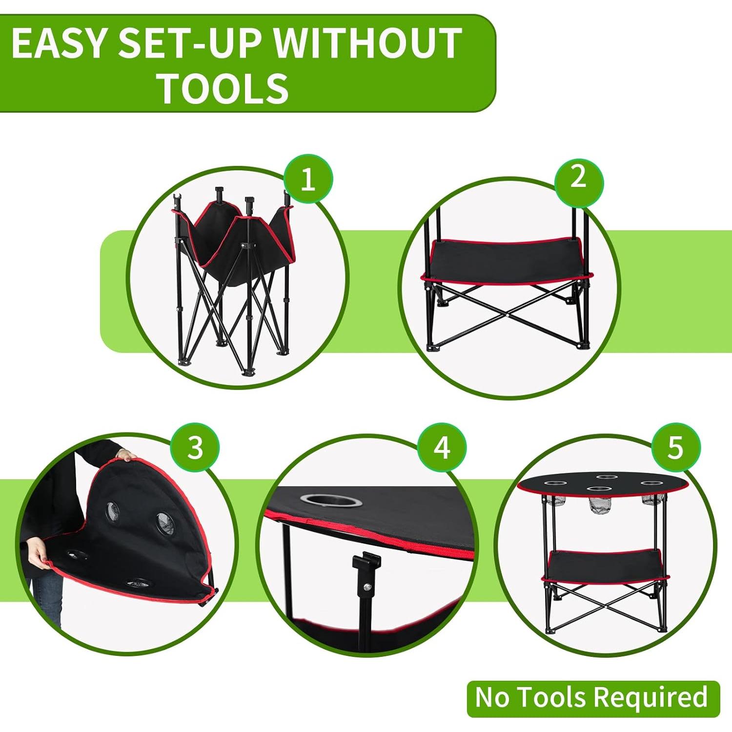 Mesa Plegable de Camping FURFIMU 72.8x61.9cm Roja