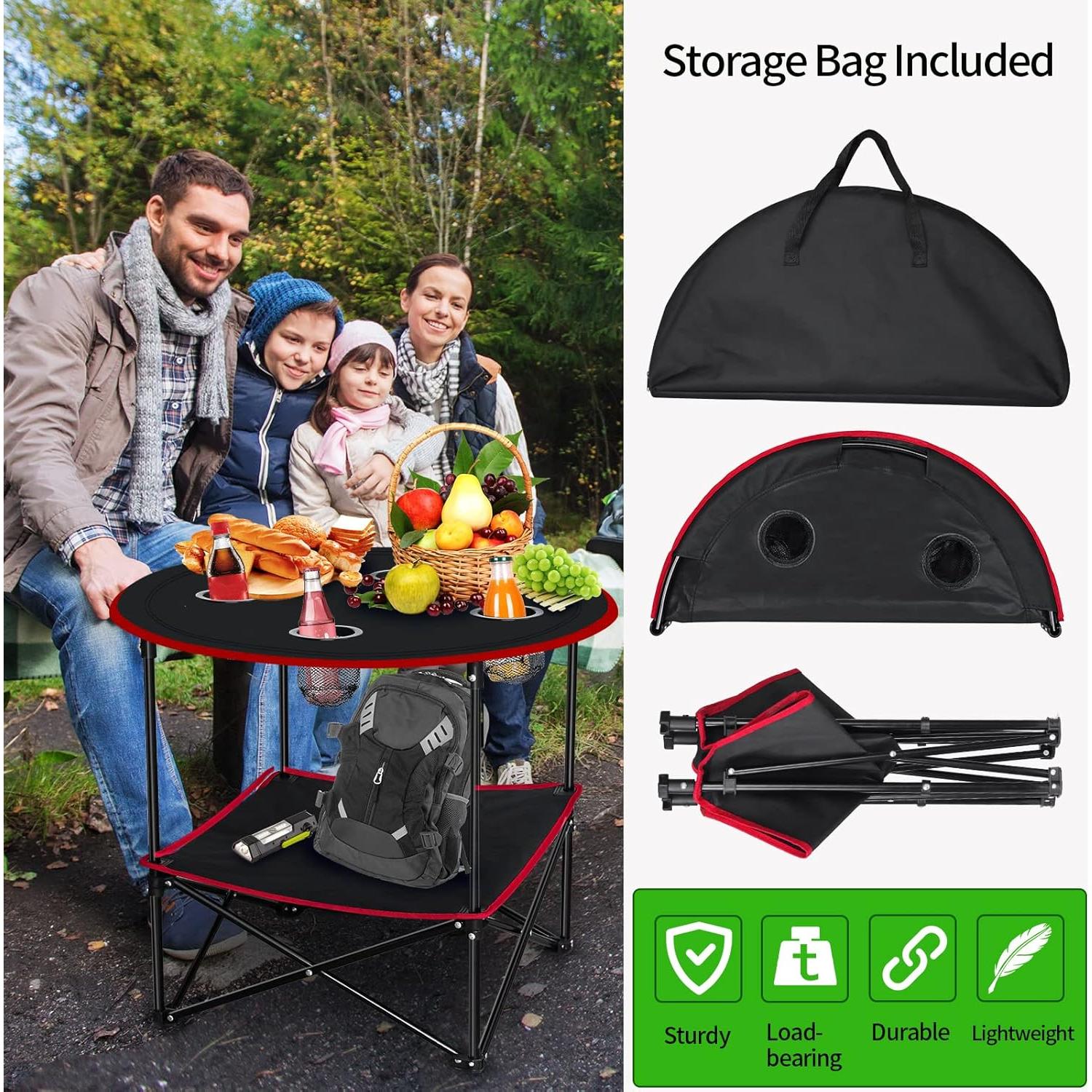 Mesa Plegable de Camping FURFIMU 72.8x61.9cm Roja