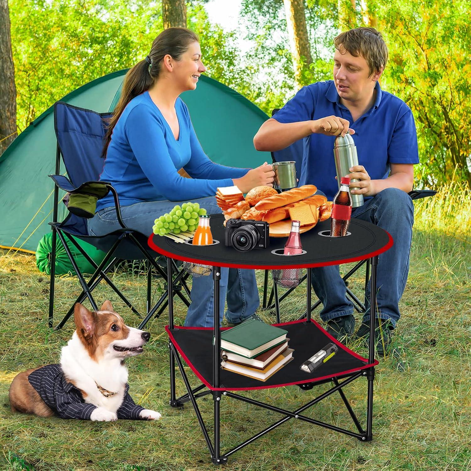 Mesa Plegable de Camping FURFIMU 72.8x61.9cm Roja