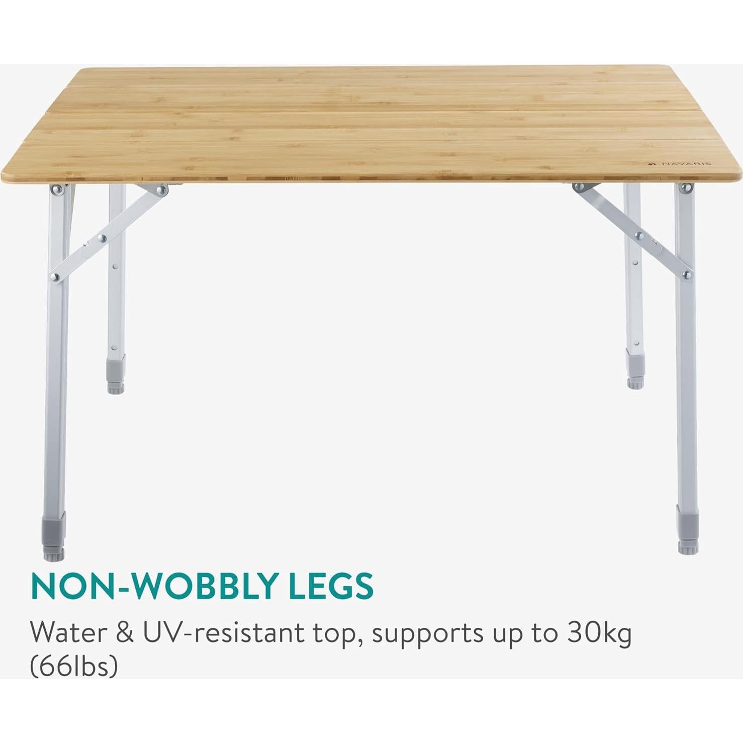 Mesa de Camping Plegable Navaris de Bambú 80x65 cm