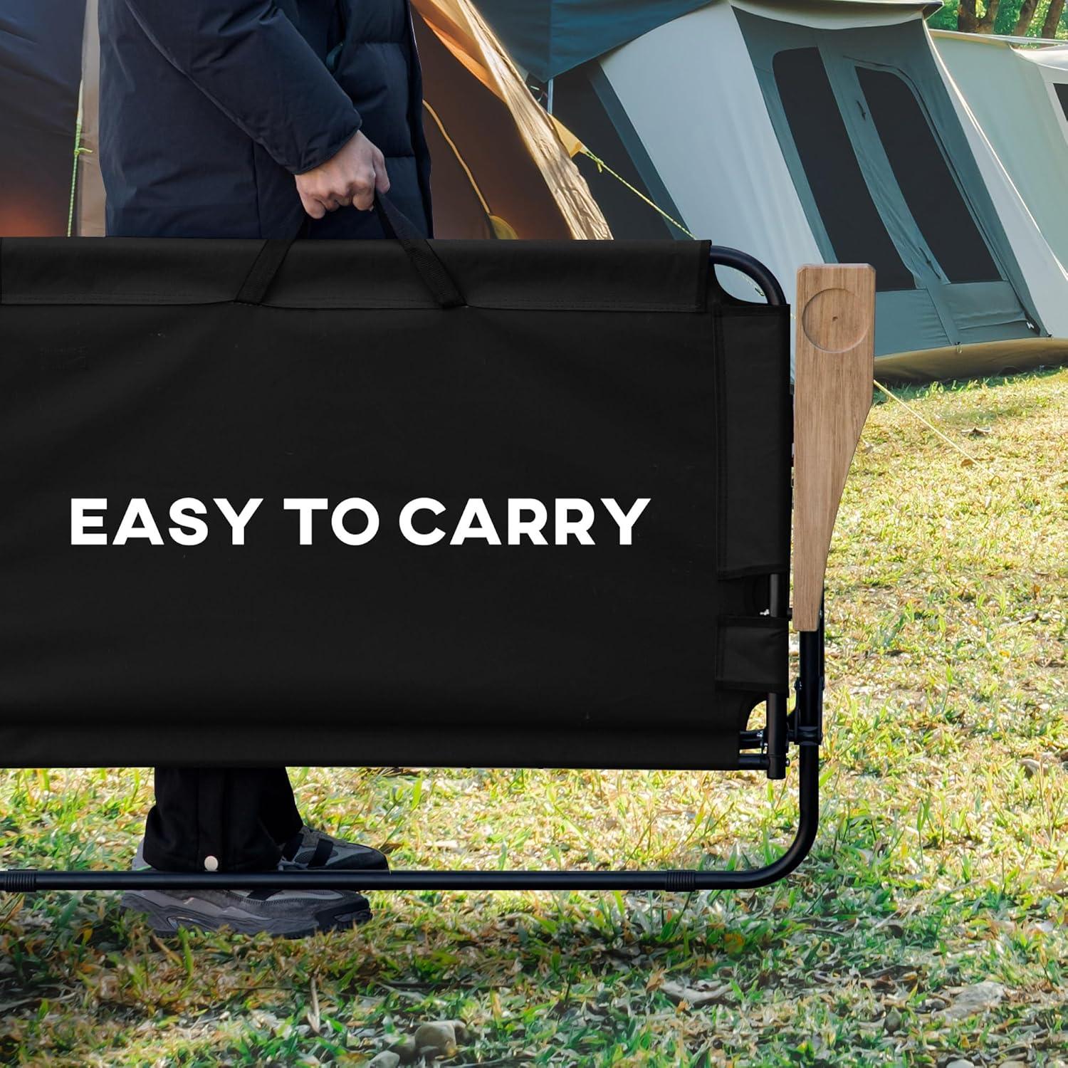 Silla de Camping Plegable Doble Outsunny, Loveseat Negro para 2 Adultos