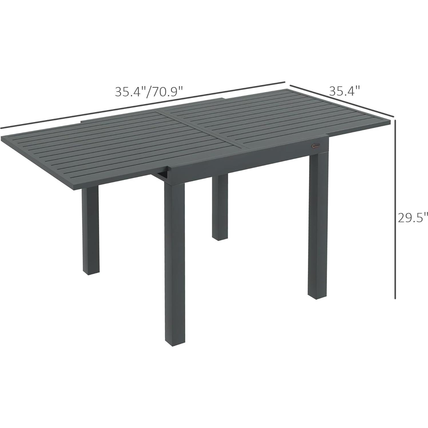 Mesa de Comedor Expandible Outsunny para Patio Gris 4-6 Personas