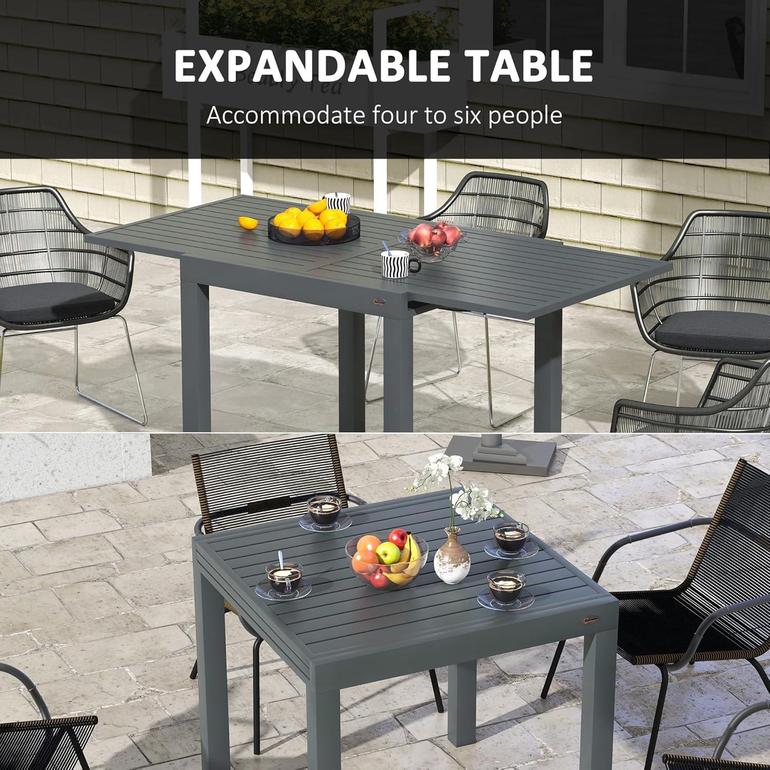 Mesa de Comedor Expandible Outsunny para Patio Gris 4-6 Personas