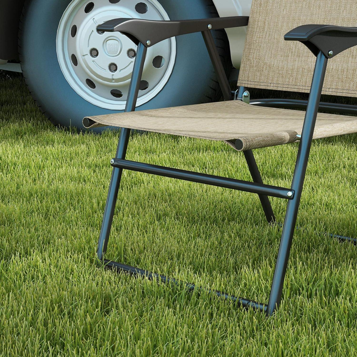 Juego de 4 Sillas Plegables Outsunny para Jardín Beige