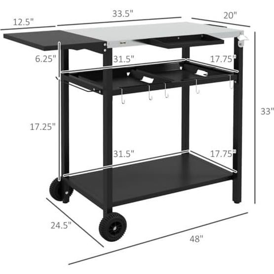 Carrito de Parrilla Genérico con Superficie de Acero Inoxidable