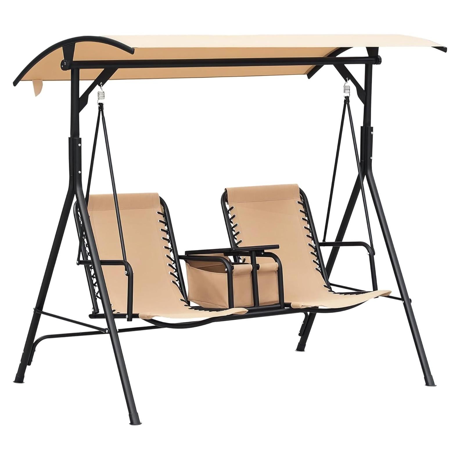 Columpio de Patio Outsunny para 2 Personas con Toldito Beige