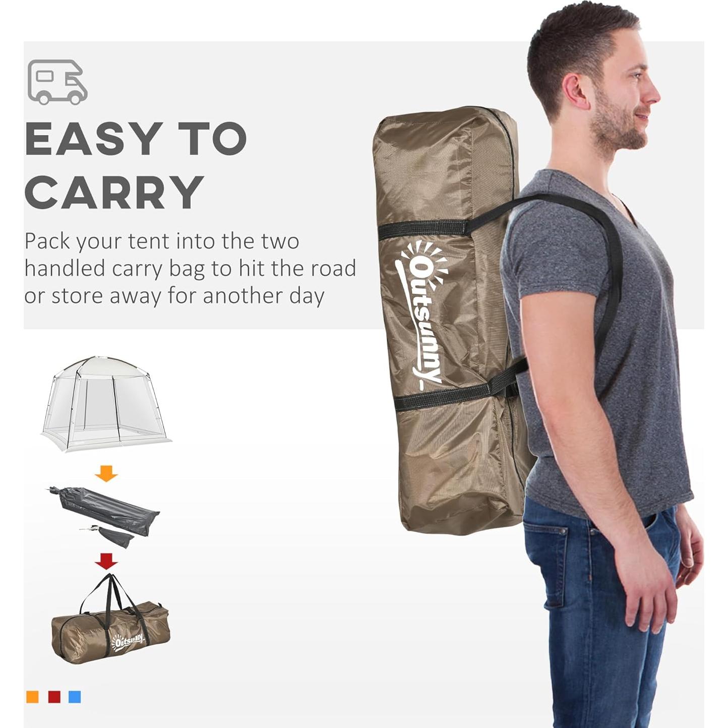 Carpa de Pantalla Outsunny 10x10 ft UV50+ para 6-8 Personas