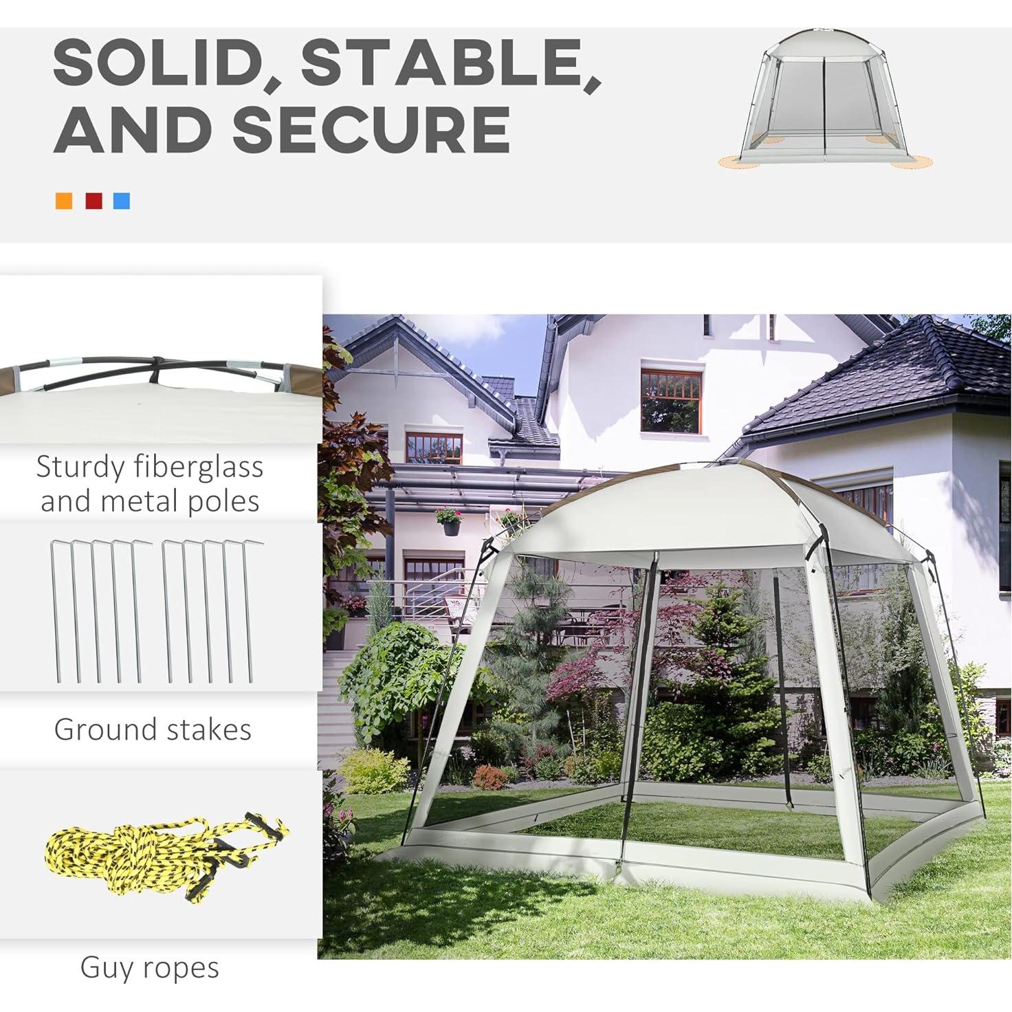 Carpa de Pantalla Outsunny 10x10 ft UV50+ para 6-8 Personas