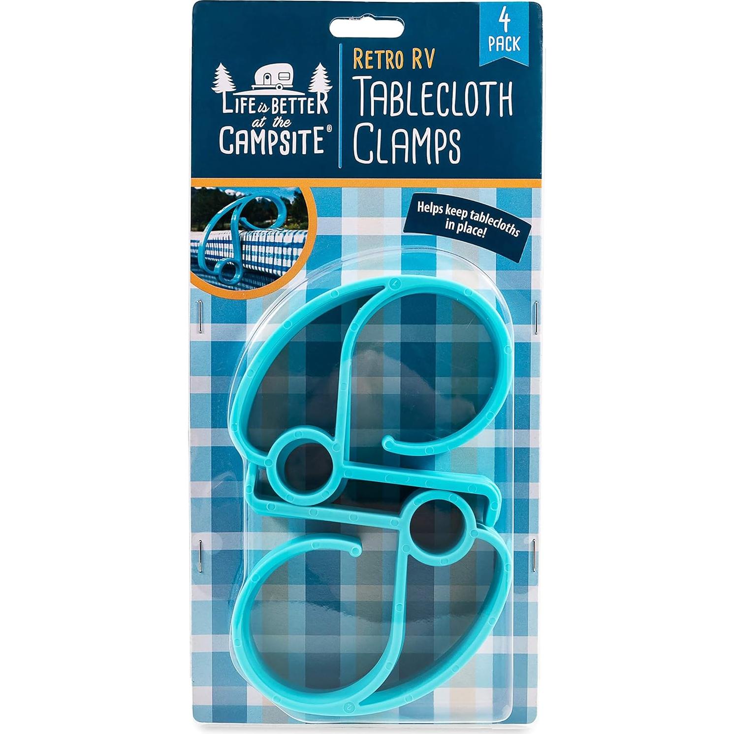 Abrazaderas Retro para Manteles Camco - Paquete de 4 - Diseño RV