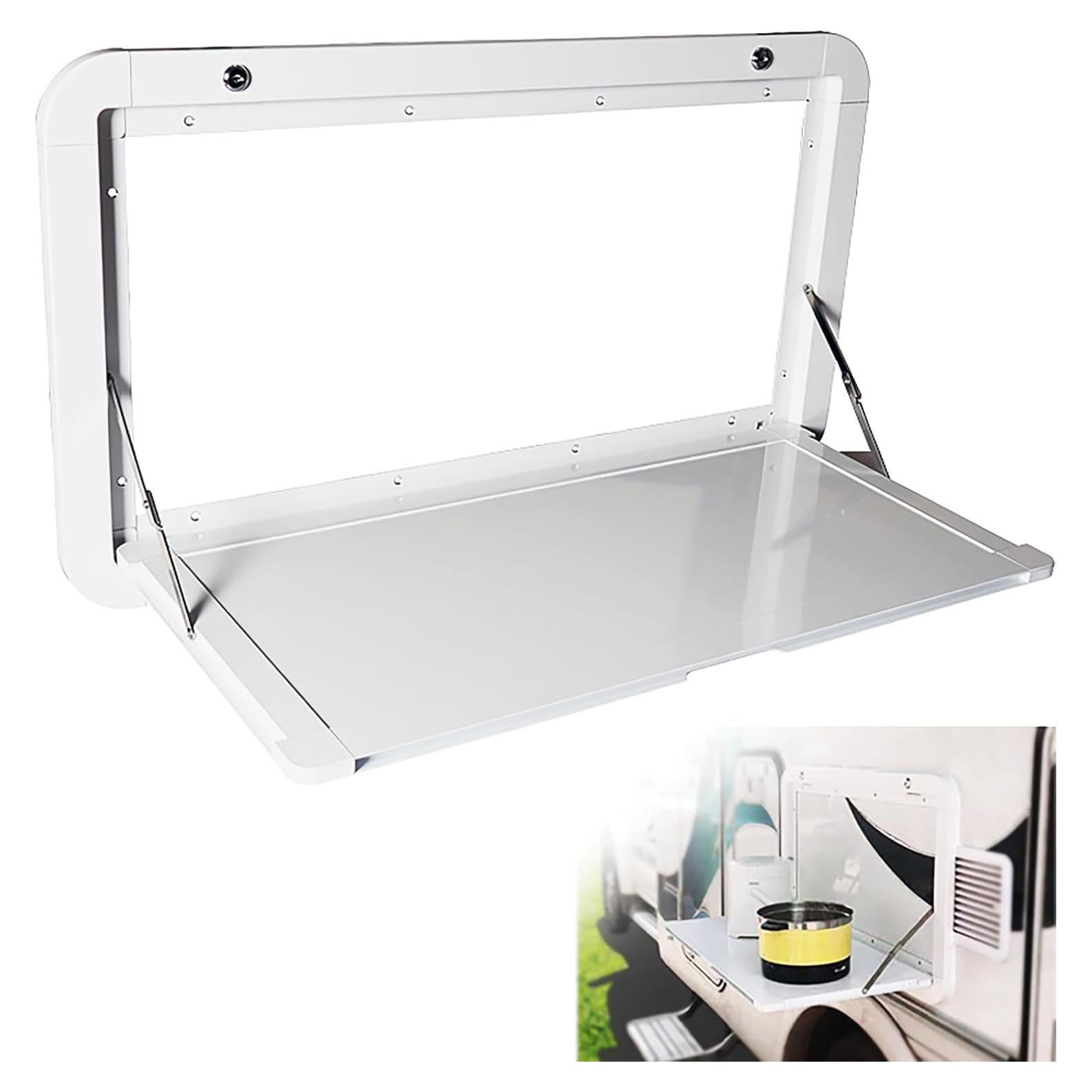 Mesa Plegable para RV HWHongRV 80x45 cm Aluminio Blanca