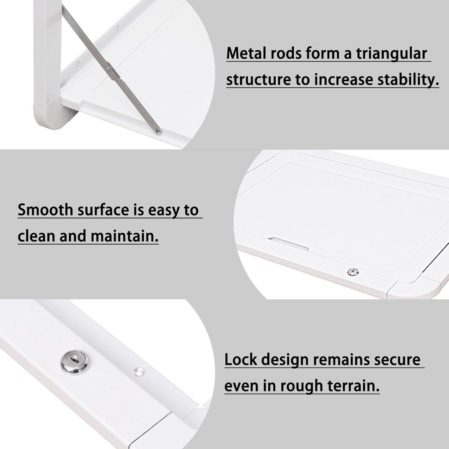 Mesa Plegable para RV HWHongRV 80x45 cm Aluminio Blanca