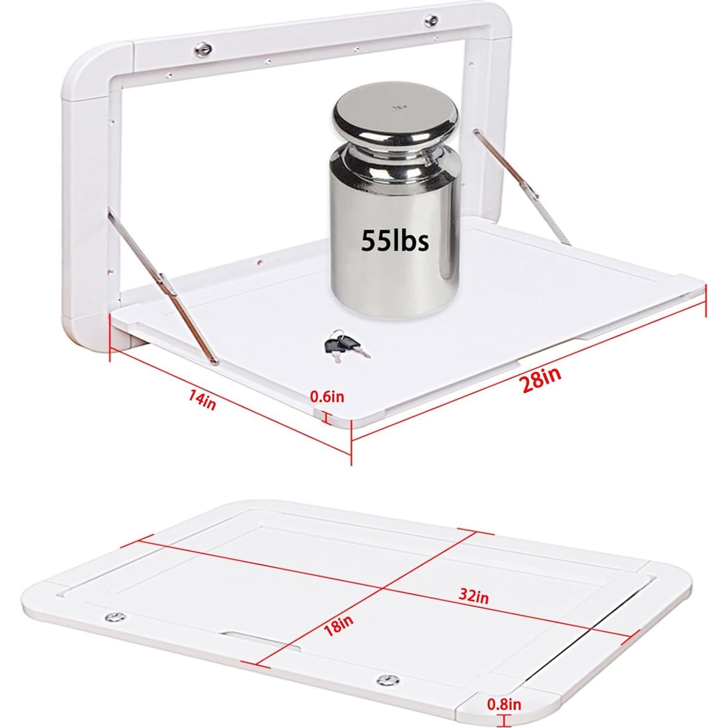 Mesa Plegable para RV HWHongRV 80x45 cm Aluminio Blanca