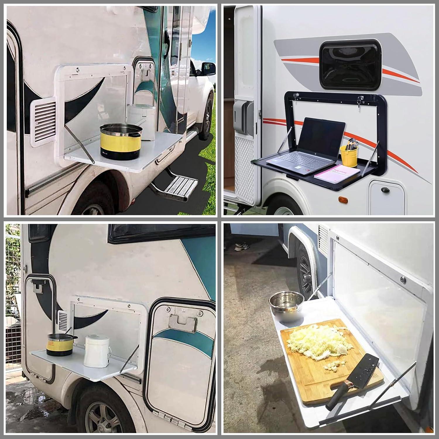 Mesa Plegable para RV HWHongRV 80x45 cm Aluminio Blanca