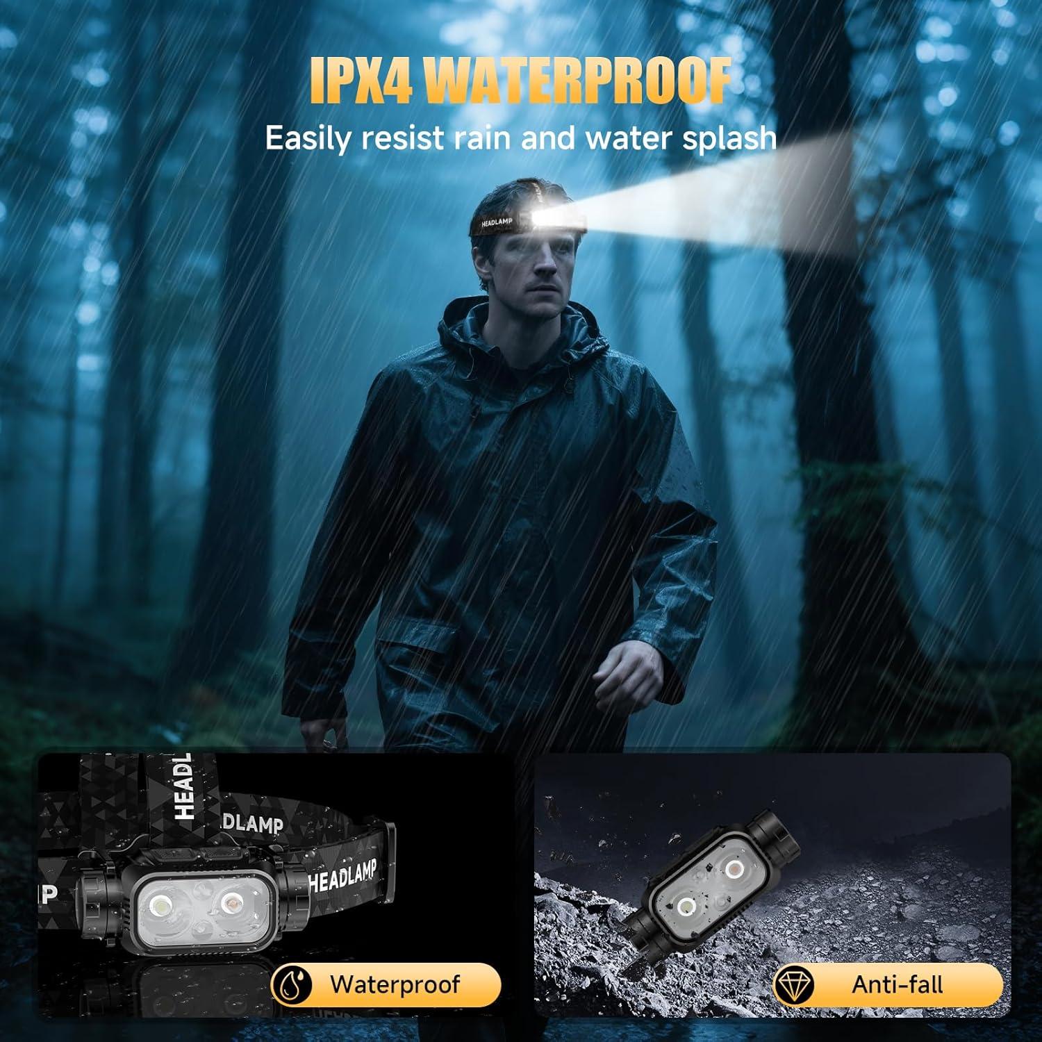 Linterna Frontal LED Recargable ATDOALL 3 Paquete 1000 Lúmenes