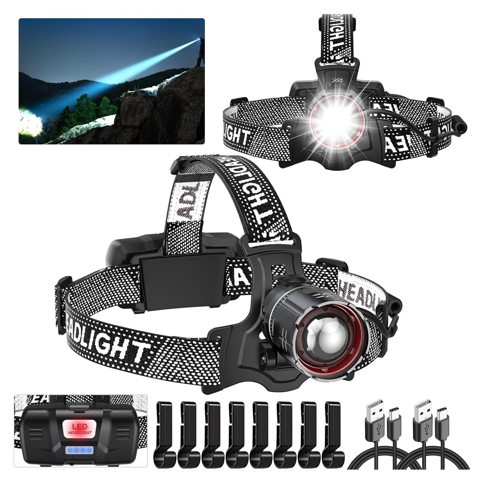 Linterna Frontal Recargable ATDOALL 800 Lúmenes 2 Paquete