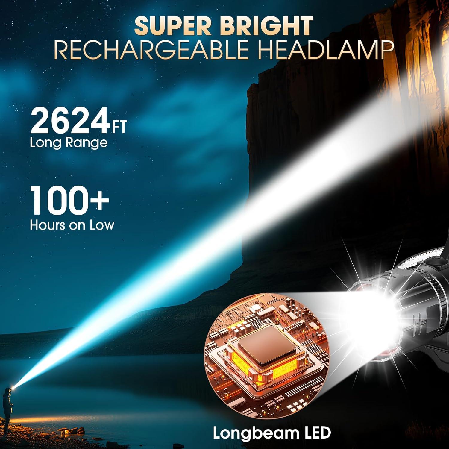 Linterna Frontal Recargable ATDOALL 800 Lúmenes 2 Paquete