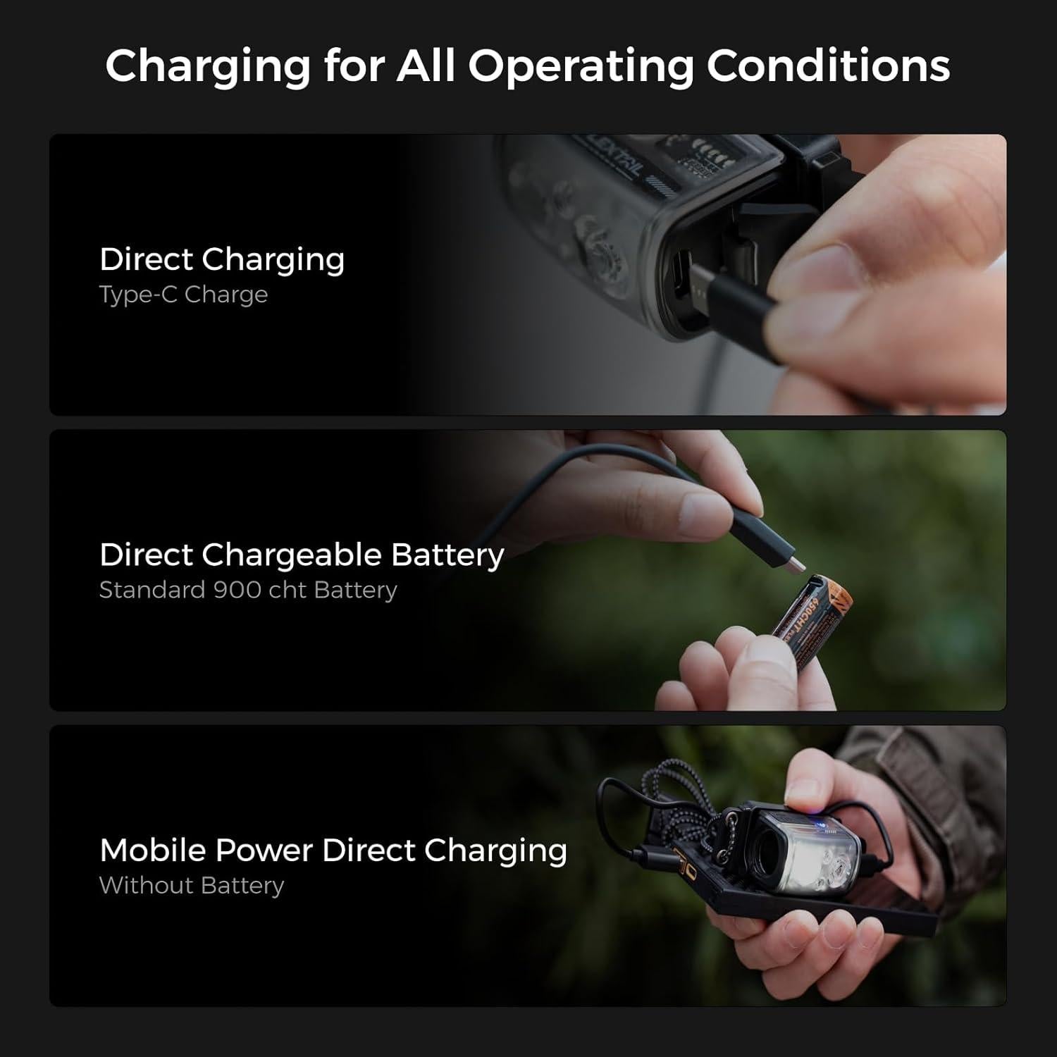 Linterna Frontal Recargable FLEXTAILGEAR 600 Lúmenes USB-C Negra