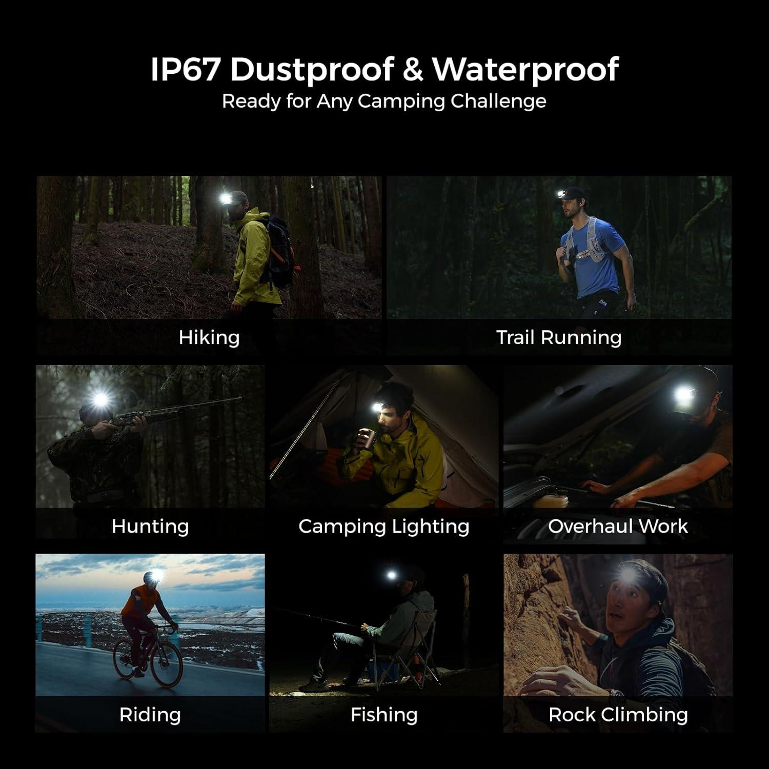 Linterna Frontal Recargable FLEXTAILGEAR 600 Lúmenes USB-C Negra