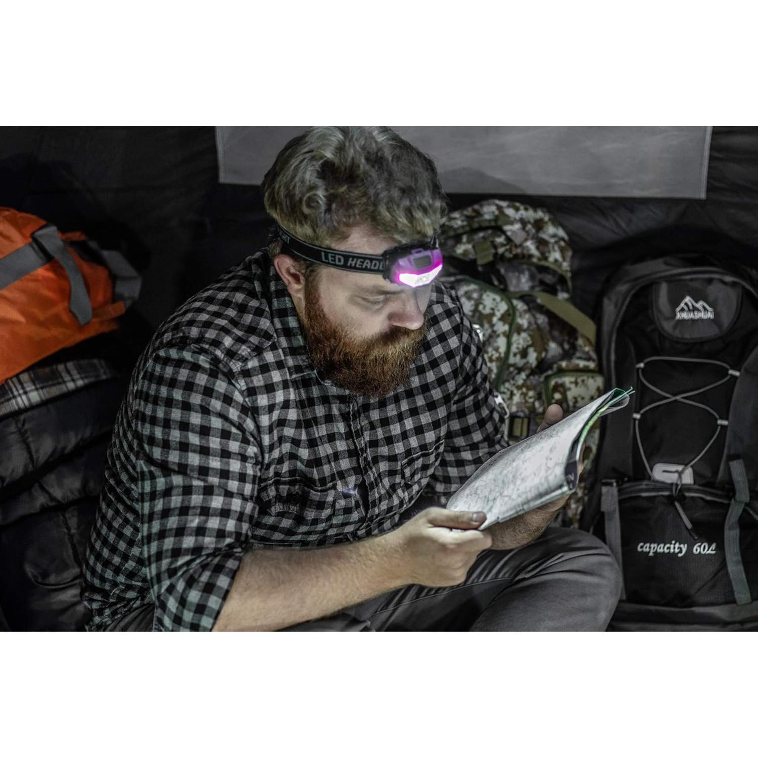 Linterna Frontal LED Blanca y Luz Negra SE ES-UV395-2