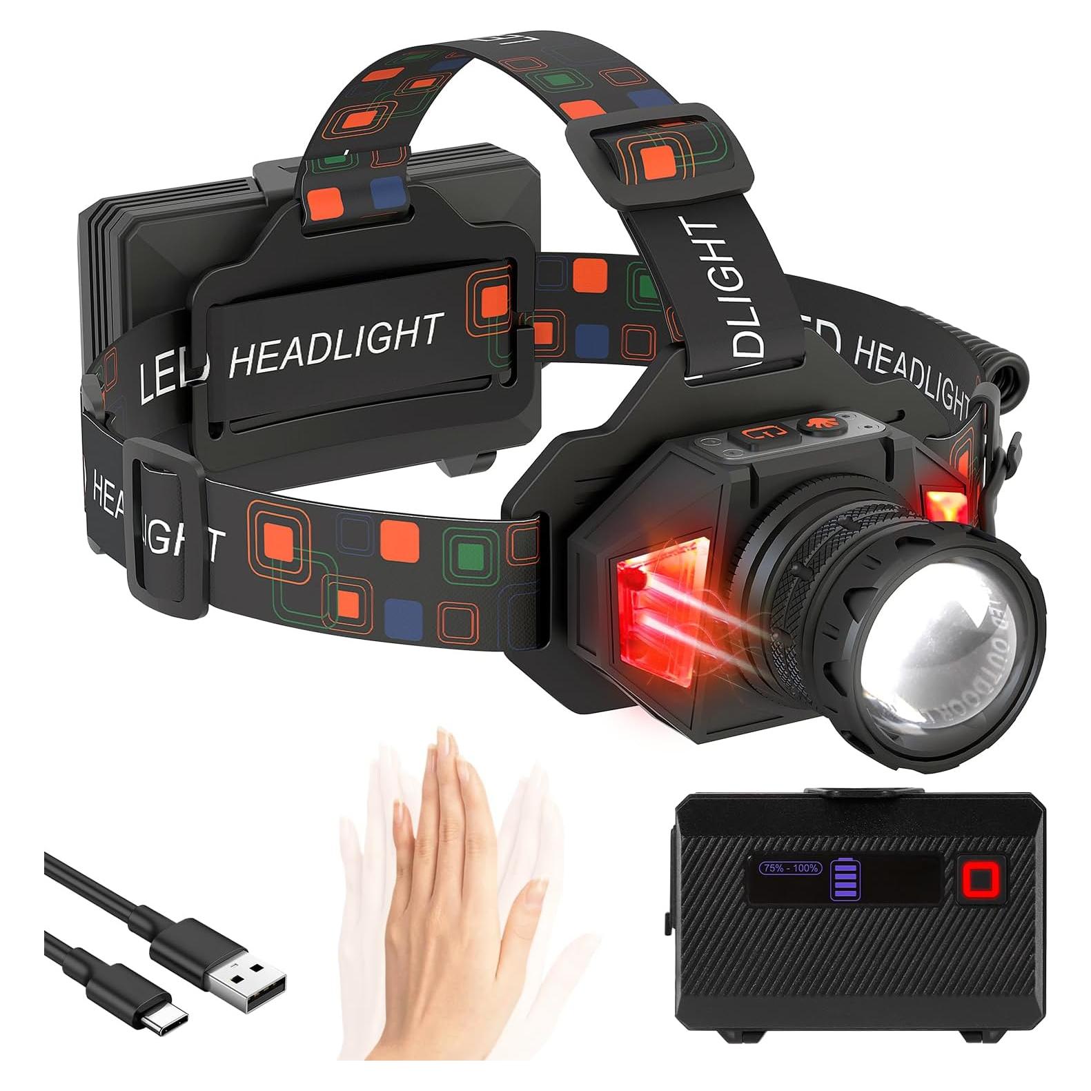 Linterna Frontal LED WARKAR 3000 Lúmenes Recargable IP65